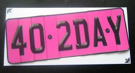 40th Birthday Fun Novelty Number Plate with Side Stacker by Charlie Angel