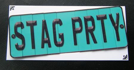 Stag Party Novelty Number Plate with Side Stacker by Charlie Angel