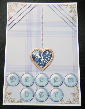 Blue Zircon Birthstone Golden Heart Step by Step Card by Charlie Angel