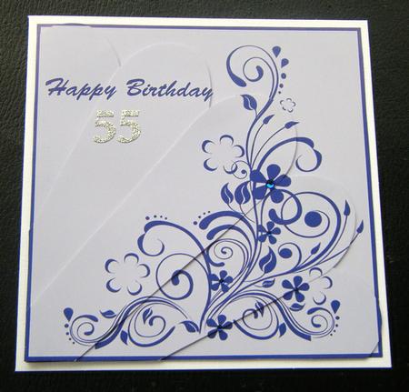 Birthday Floral Swirls Fan Pyramid Card by Charlie Angel