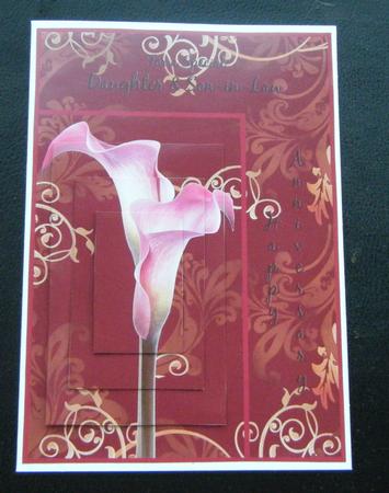 Indian Summer Cala Lily Anniversary Card Daughter by Charlie Angel