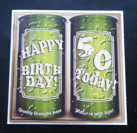 50th Birthday Beer Cans Wavy Corner Side Stacker Topper by Charlie Angel