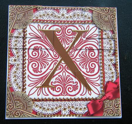 Vintage Red x Monogram All 4 Corner Stacker Card Front by Charlie Angel
