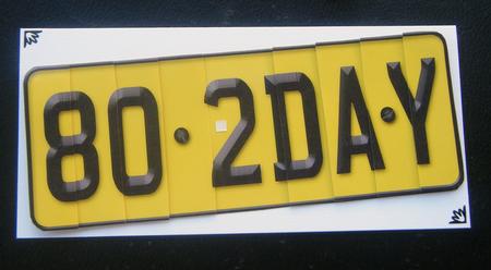 80th Birthday Fun Novelty Number Plate with Side Stacker Top by Charlie Angel