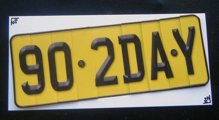 90th Birthday Fun Novelty Number Plate with Side Stacker Top by Charlie Angel