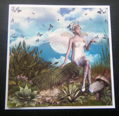 Butterflies & Angels Fairy Scene Birthday Fan Pyramid Card by Charlie Angel