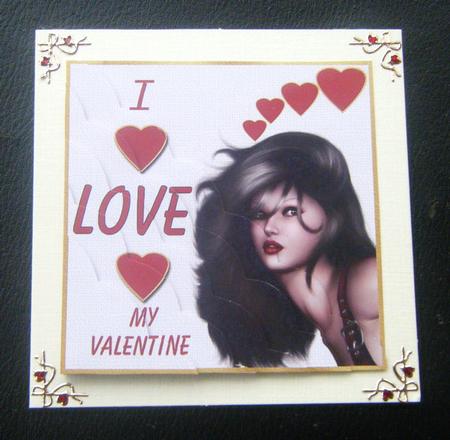 Love My Valentine 4"x4" Wavy Edge Corner Stacker by Charlie Angel