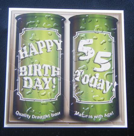 55th Birthday Beer Cans Wavy Corner Side Stacker Topper by Charlie Angel