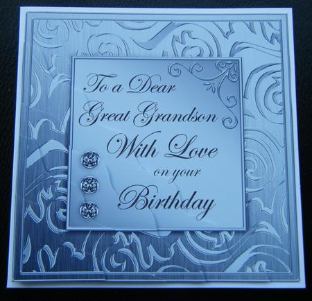 Elegant Metallic Birthday Great Grandson Wavy Corner Stacker by Charlie Angel