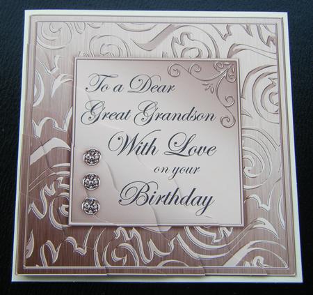Elegant Metallic Birthday Great Grandson Wavy Corner Stacker by Charlie Angel