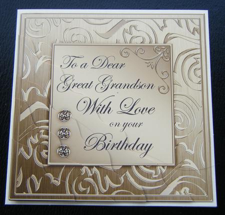 Elegant Metallic Birthday Great Grandson Wavy Corner Stacker by Charlie Angel