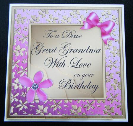 Floral Elegance Birthday Great Grandma Wavy Corner Stacker by Charlie Angel