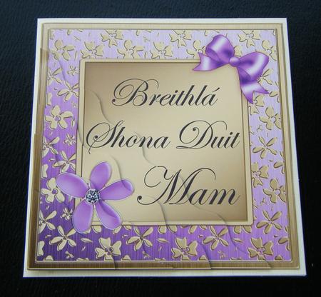 Floral Elegance Irish Gaelic Birthday Mum Wavy Corner by Charlie Angel