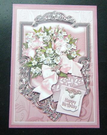 Pink Roses Bouquet on an Ornate Frame Decoupage by Charlie Angel