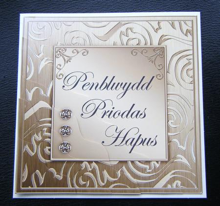 Elegant Metallic Welsh Happy Anniversary Wavy Corner Stacker by Charlie Angel