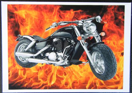 Harley Davidson Motor Bike with Flames by Charlie Angel