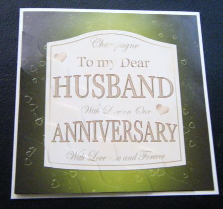 Husband Anniversary Champers Label Wavy Corner Side Stacker by Charlie Angel