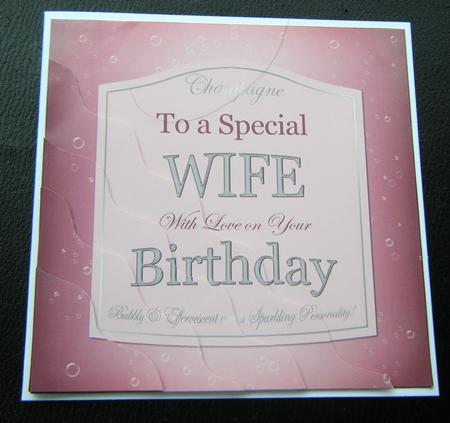 Wife Birthday Pink Champers Label Wavy Corner Side Stacker by Charlie Angel