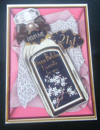 Black 21st Perfume Bottle 7x5in Scallop Bottom Stacker by Charlie Angel