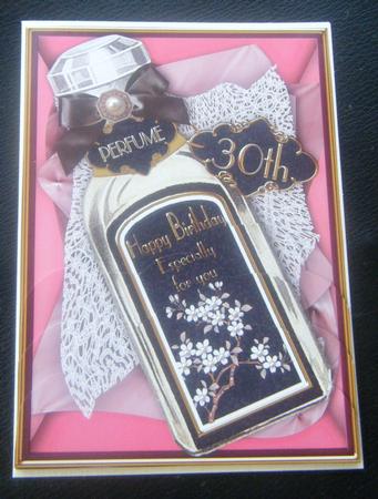 Black 30th Perfume Bottle 7x5in Scallop Bottom Stacker by Charlie Angel