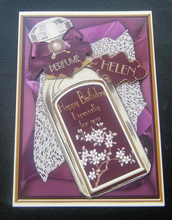 Vintage Purple Birthday Perfume Decoupage for Helen by Charlie Angel
