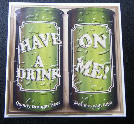 Have a Drink on Me! Beer Cans Wavy Corner Side Stacker by Charlie Angel