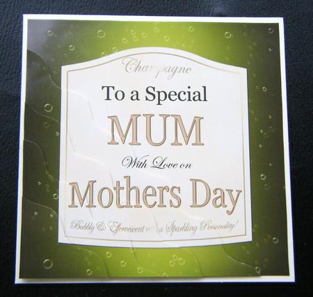 Mum Mothers Day Champers Label Wavy Corner by Charlie Angel