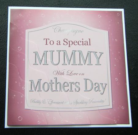 Mummy Mothers Day Pink Champers Label Wavy Corner by Charlie Angel