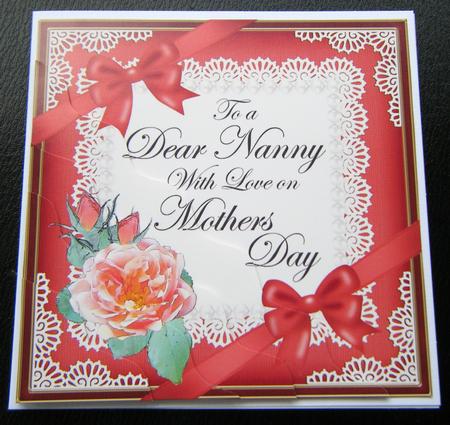 Nanny Mothers Day Rose and Lace Wavy Corner Side Stacker by Charlie Angel