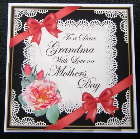 Grandma Mothers Day Rose and Lace Wavy Corner Side Stacker by Charlie Angel