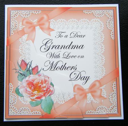 Grandma Mothers Day Rose and Lace Wavy Corner Side Stacker by Charlie Angel