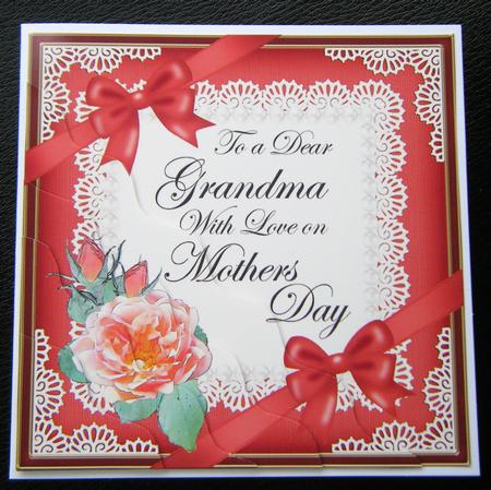 Grandma Mothers Day Rose and Lace Wavy Corner Side Stacker by Charlie Angel