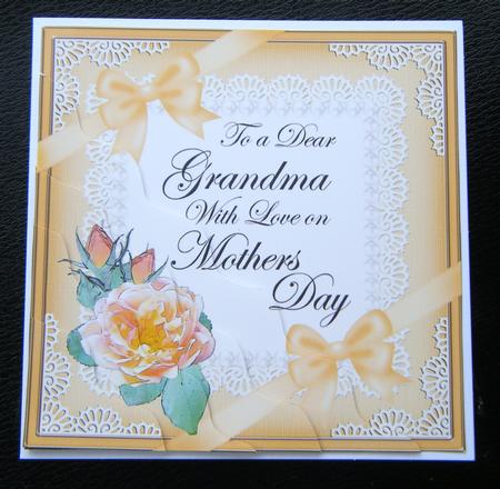 Grandma Mothers Day Rose and Lace Wavy Corner Side Stacker by Charlie Angel