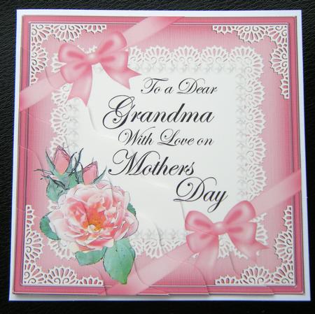 Grandma Mothers Day Rose and Lace Wavy Corner Side Stacker by Charlie Angel