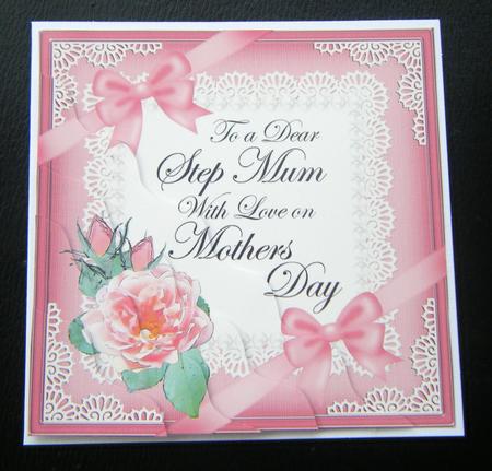 Step Mum Mothers Day Rose and Lace Wavy Corner Side Stacker by Charlie Angel