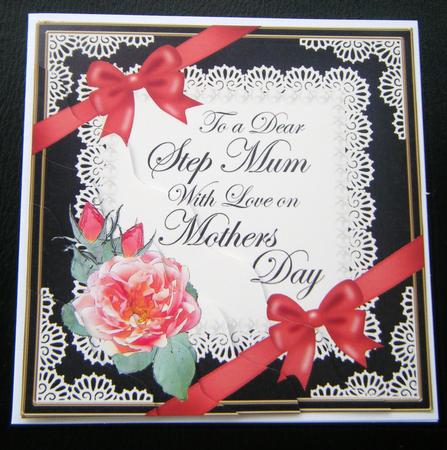Step Mum Mothers Day Rose and Lace Wavy Corner Side Stacker by Charlie Angel