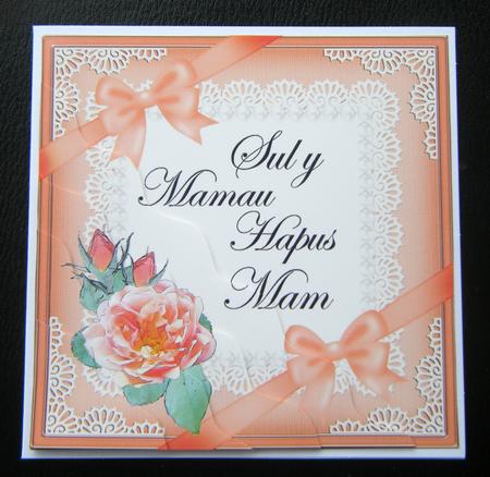 Welsh Mum Mothers Day Rose and Lace Wavy Corner by Charlie Angel
