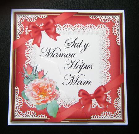 Welsh Mum Mothers Day Rose and Lace Wavy Corner by Charlie Angel