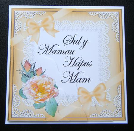 Welsh Mum Mothers Day Rose and Lace Wavy Corner by Charlie Angel