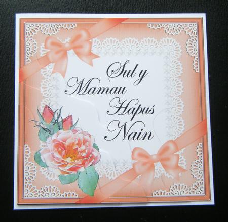 Welsh Gran Mothers Day Rose and Lace Wavy Corner by Charlie Angel