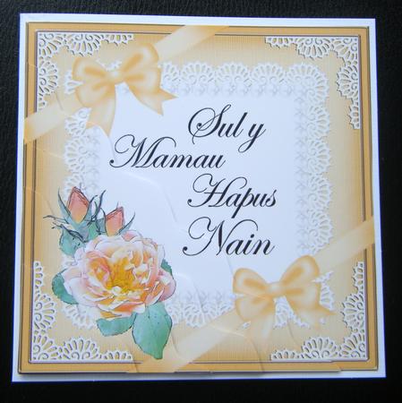 Welsh Gran Mothers Day Rose and Lace Wavy Corner by Charlie Angel