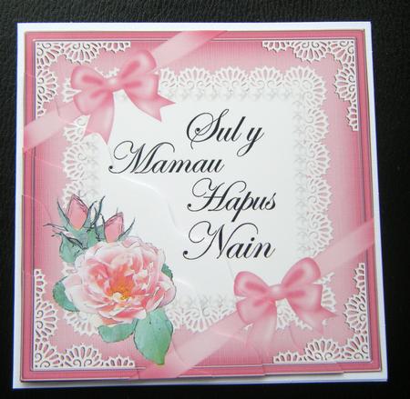 Welsh Gran Mothers Day Rose and Lace Wavy Corner by Charlie Angel