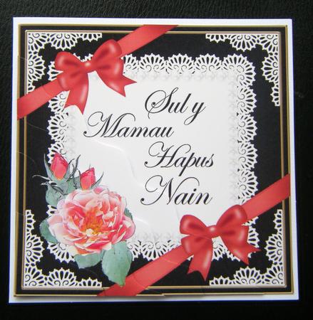 Welsh Gran Mothers Day Rose and Lace Wavy Corner by Charlie Angel