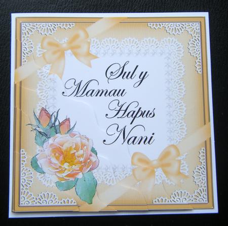 Welsh Nanny Mothers Day Rose and Lace Wavy Corner by Charlie Angel