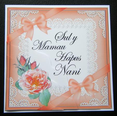 Welsh Nanny Mothers Day Rose and Lace Wavy Corner by Charlie Angel