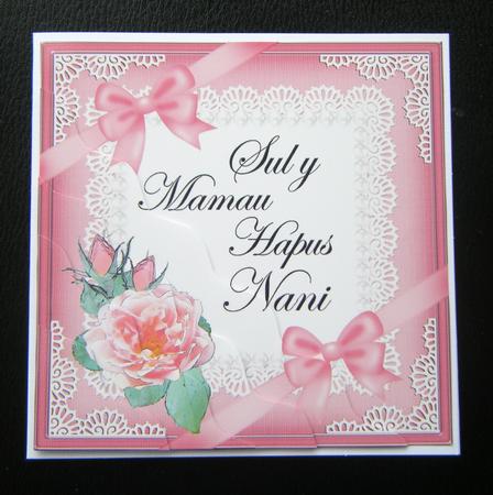 Welsh Nanny Mothers Day Rose and Lace Wavy Corner by Charlie Angel