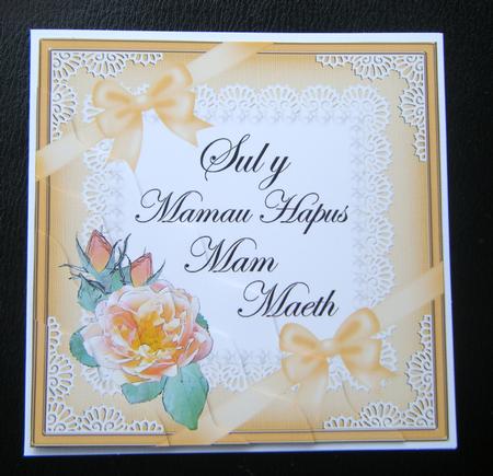 Welsh Foster Mum Mothers Day Rose and Lace Wavy Corner by Charlie Angel