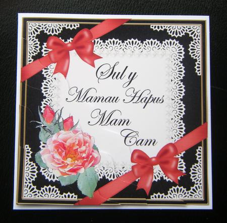 Welsh Step Mum Mothers Day Rose and Lace Wavy Corner by Charlie Angel