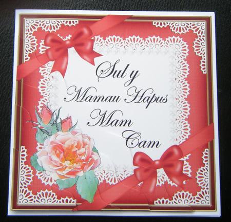 Welsh Step Mum Mothers Day Rose and Lace Wavy Corner by Charlie Angel
