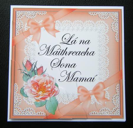 Irish Gaelic Mummy Mothers Day Rose and Lace Wavy Corner by Charlie Angel